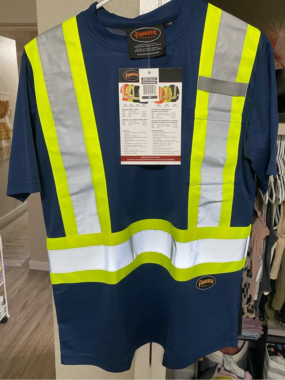 Pioneer Hi-Vis Navy Short Sleeve Safety Shirt with Reflective Striping
